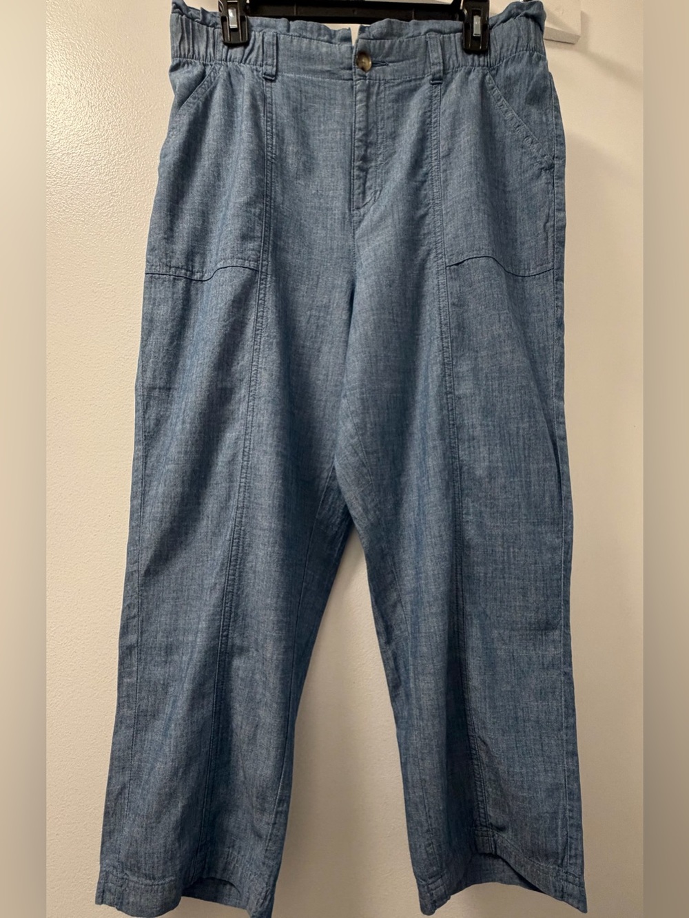 Northern Reflections Chambray Pull-On Ankle Pants Size 12 Blue Cotton